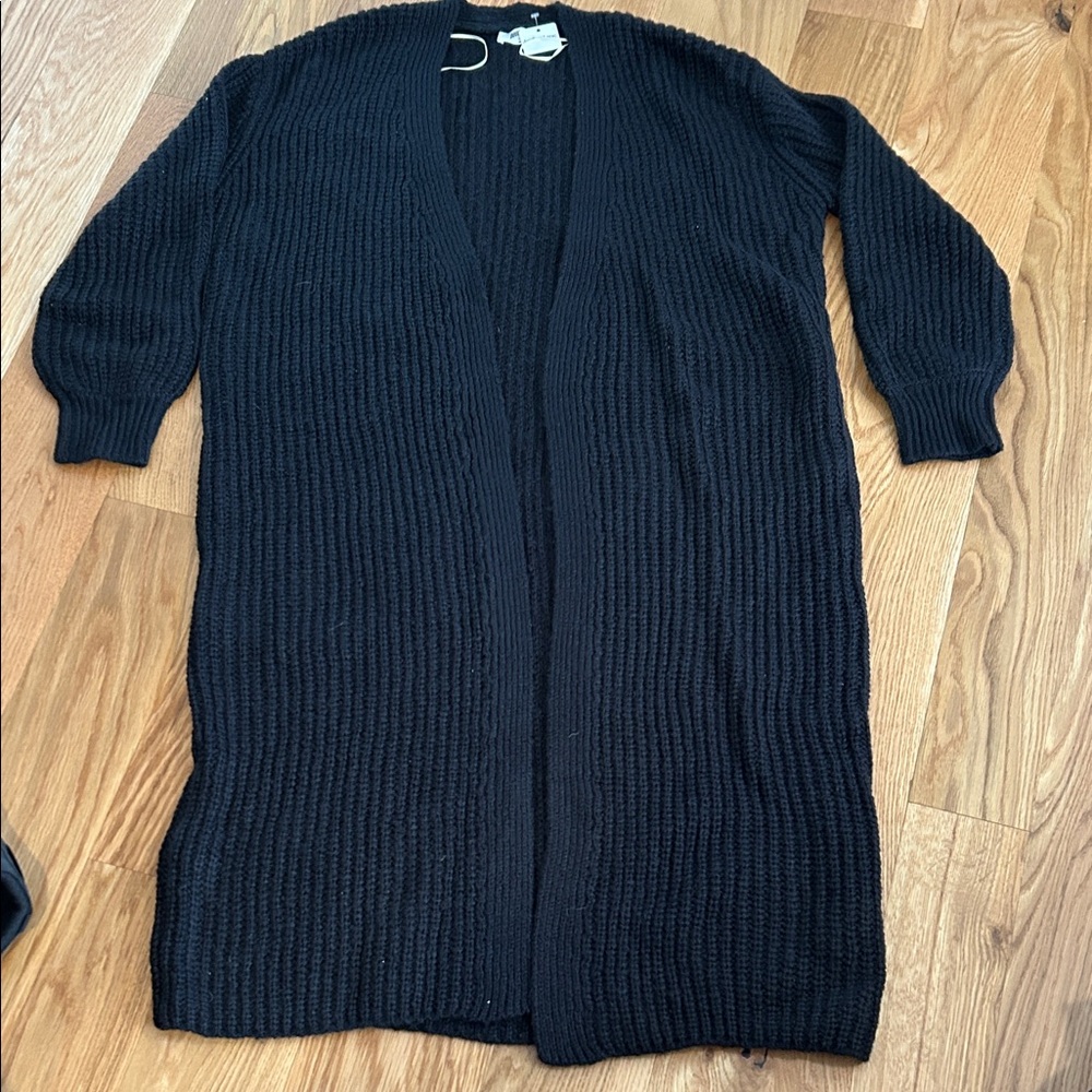 Double Zero Charcoal Knit Cardigan- long full length